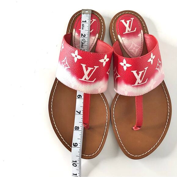 Louis Vuitton Escale Palma Degrade Red LV Monogram Thong Flats Sandals 37 - Picture 11 of 11